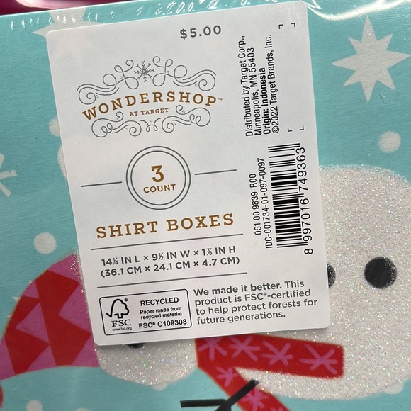 R6. 2 SETS - 3 Count Shirt Boxes - Winter / Christmas - 14.25” x 9.5” x 1.9” NEW - Picture 7 of 8